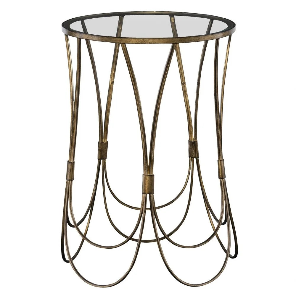 22 inch Round Clear Glass Top Accent Table R6937