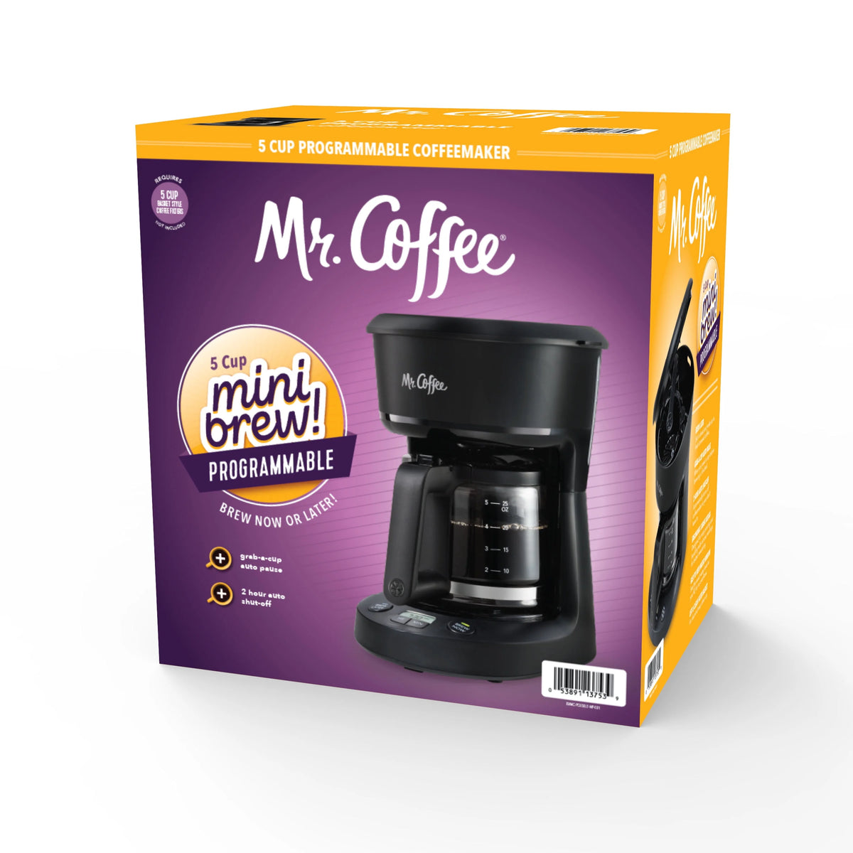 5-Cup Programmable Coffee Maker, 25 oz. Black T1530