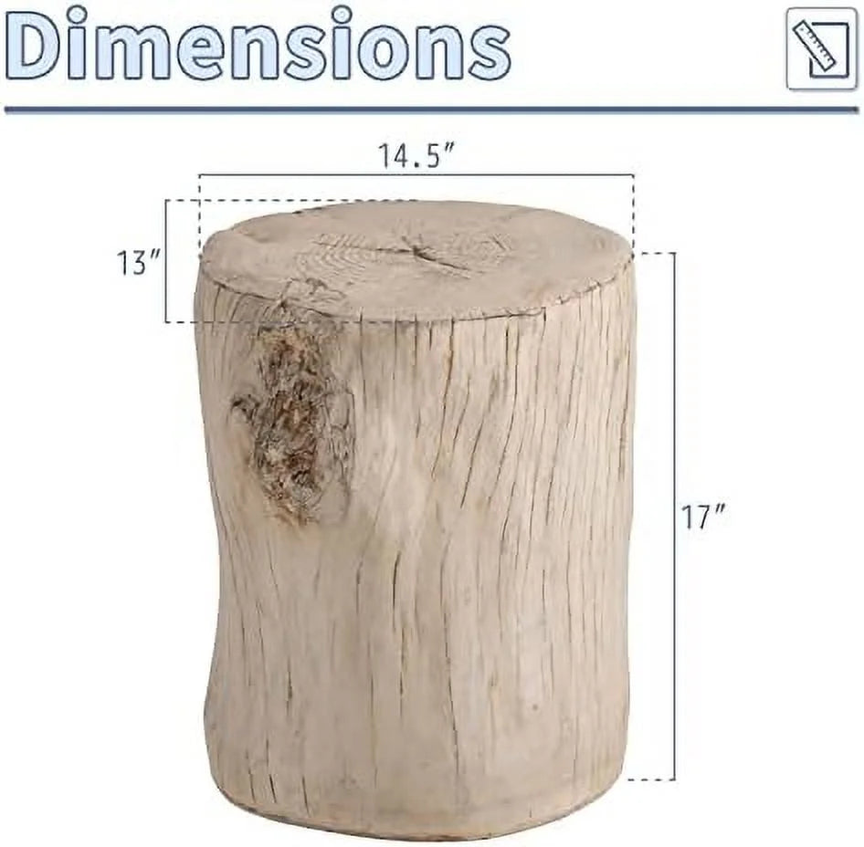 Rustic Stump Brown Wood-Look Side Table W40422