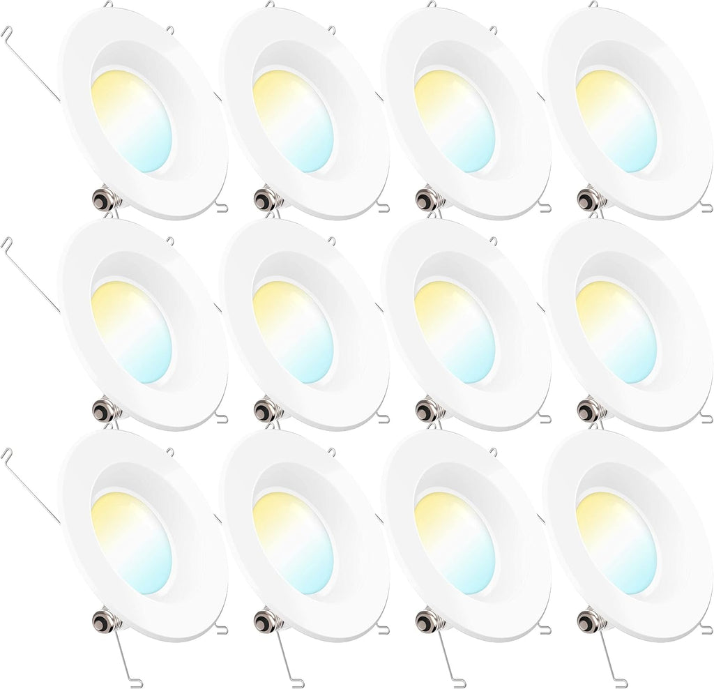 12 Pack 5/6 Inch LED Recessed Lighting, Smooth Trim, Dimmable, 2700K Soft White, 13W, 965 LM T82522