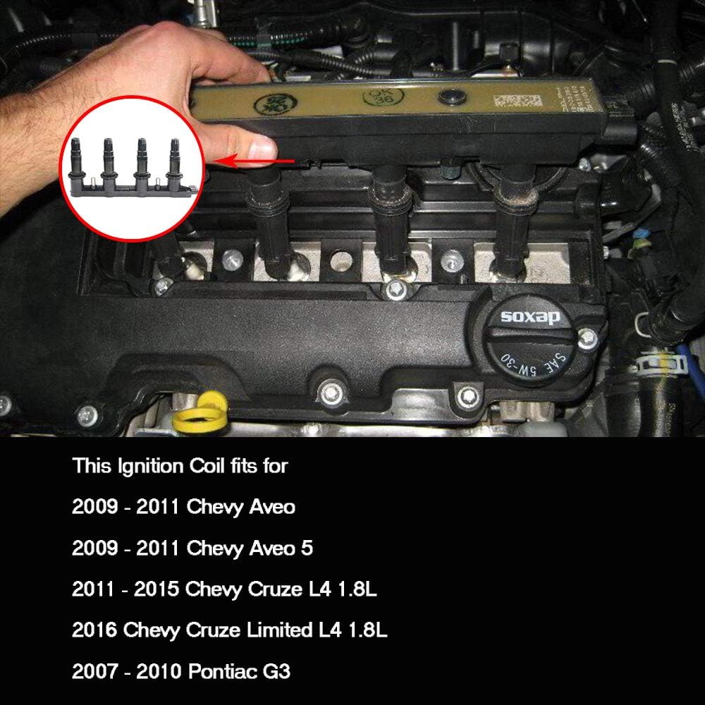 Ignition Coil Pack Compatible with Chevy Sonic Cruze Aveo Trax Pontiac G3 1.6L 1.8L Pack of 2 U138257