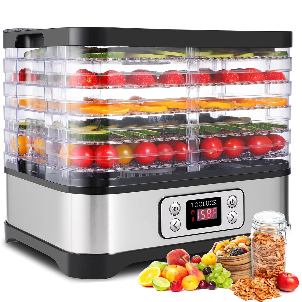 Electric Food Dehydrator, 250W, 5 Drying Trays, Stainless Steel, BPA Free W935