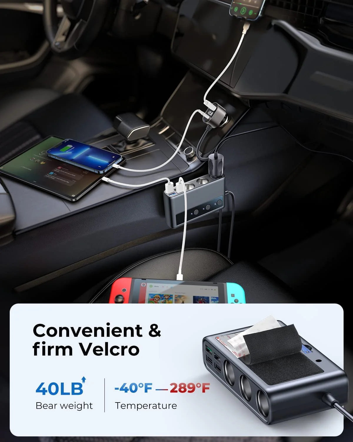 3 Socket 154W PD & QC 3.0 USB Car Charger Y532226