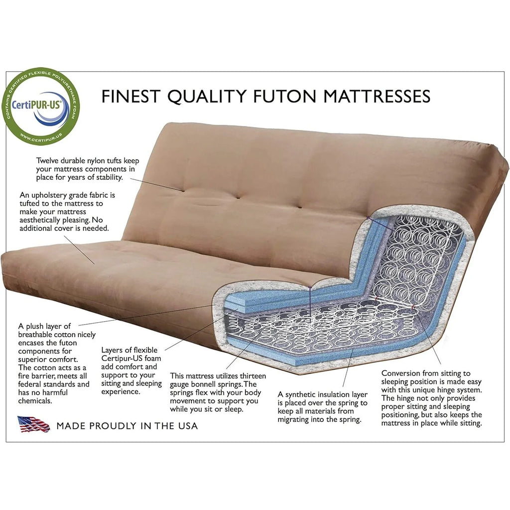 Black Futon Frame with Aqua Linen Mattress G566