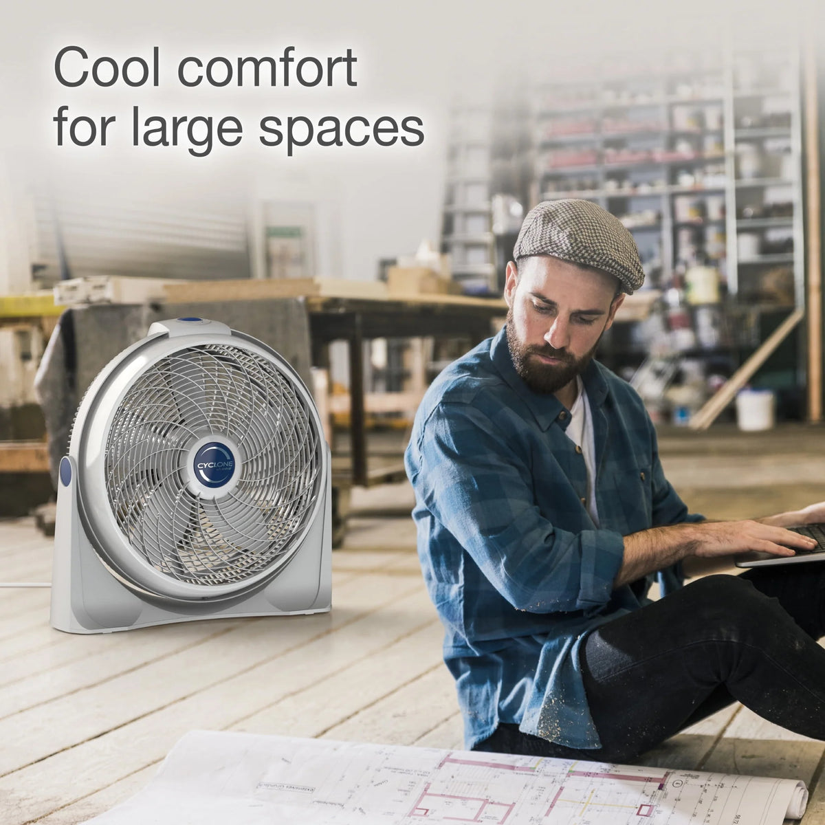 20 Inch Portable Pivoting Fan, White E3819
