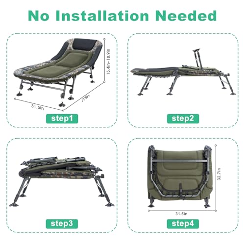 Oversized Folding Camping Cot with Mattress and Carry Bag, Green E954