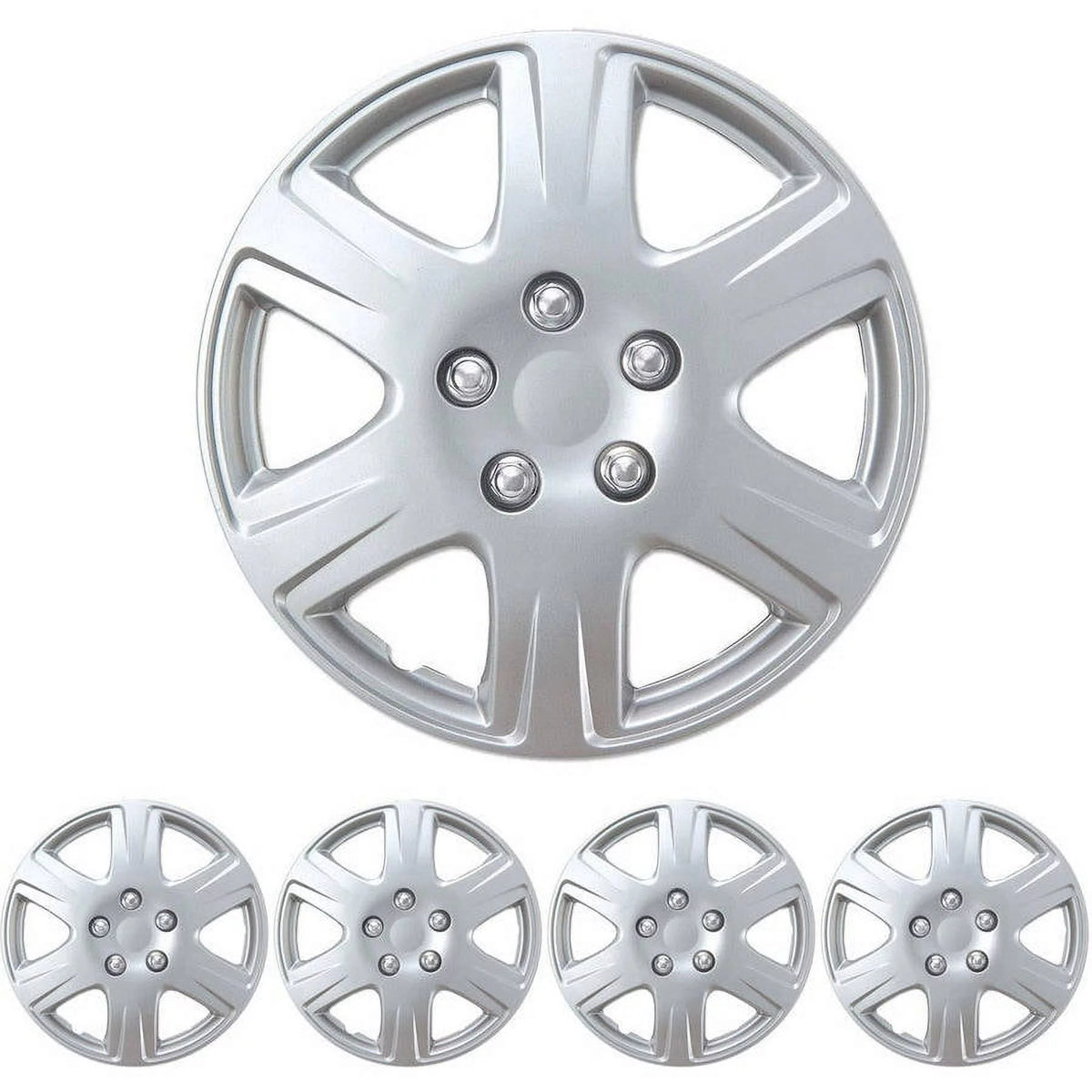 15 4 Pieces Silver ABS Plastic Hubcaps T48307