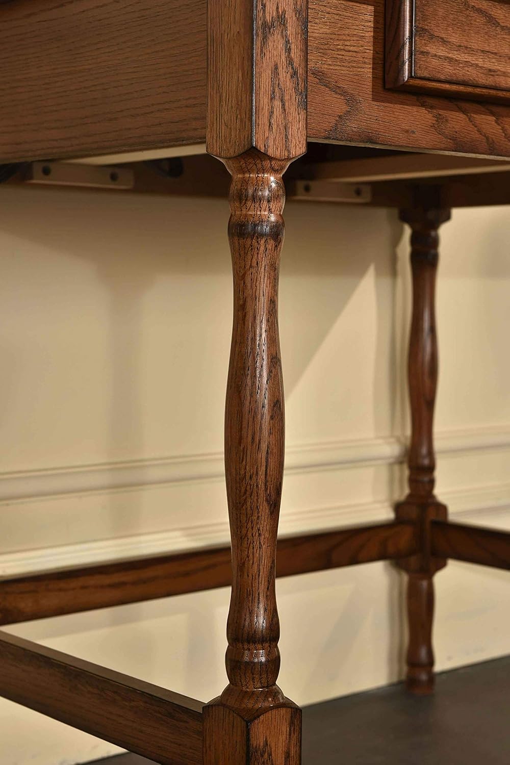 Mini Roll Top Desk Solid Oak Wood Burnished Walnut Finish R6677