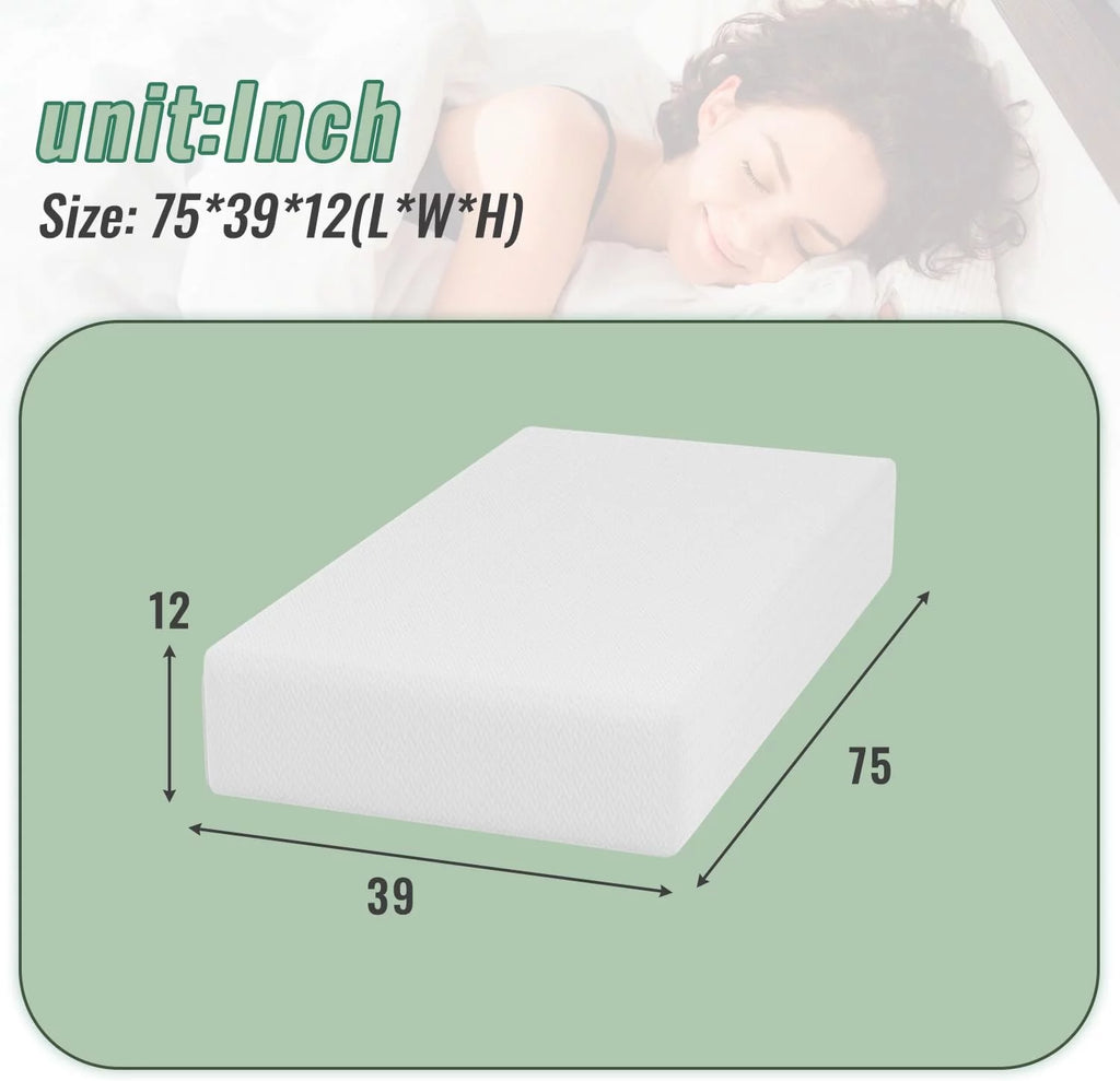 Twin Size 12 Inch Gel Memory Foam Mattress Z304288