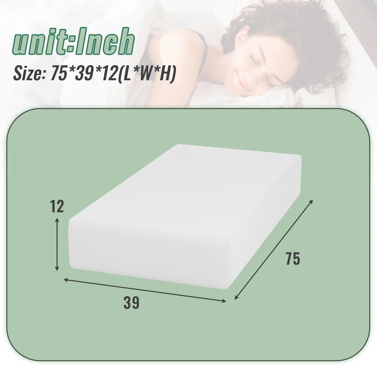Twin Size 12 Inch Gel Memory Foam Mattress Z304288