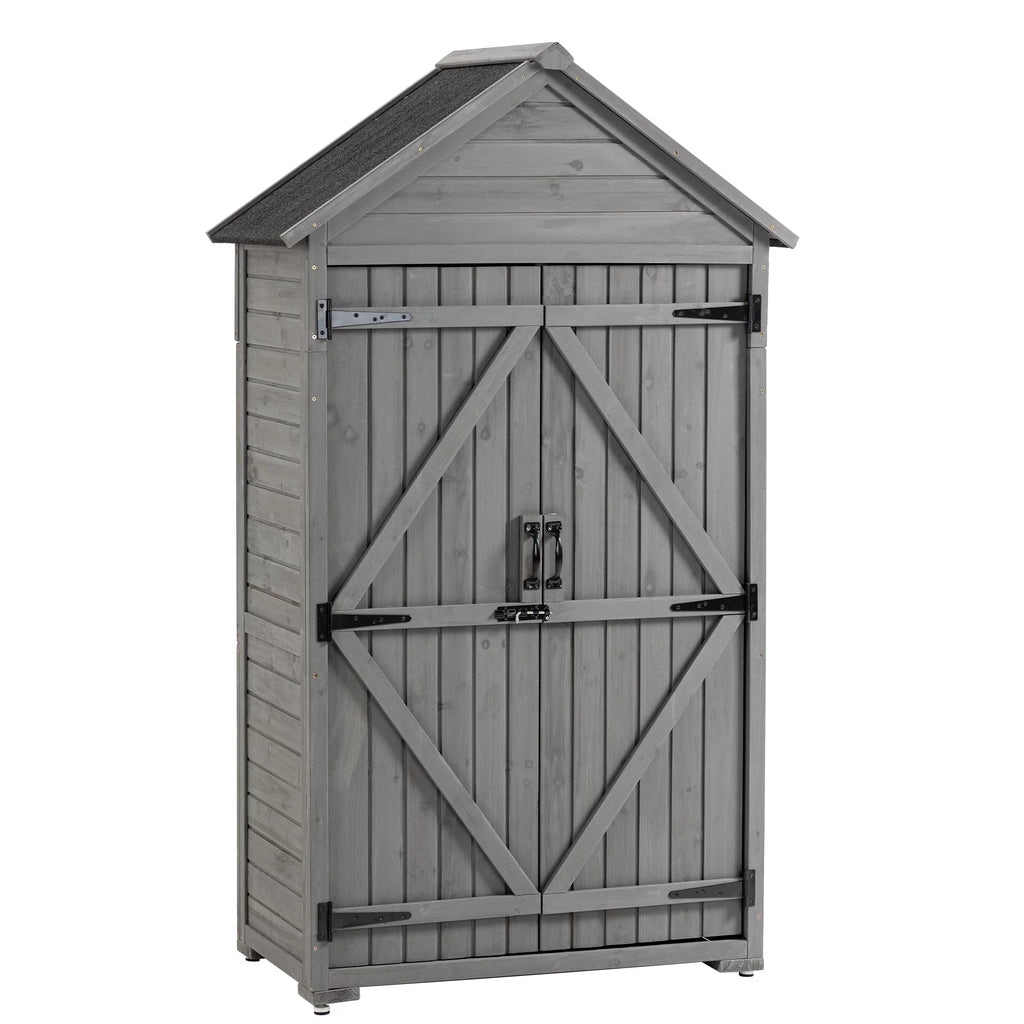 Outdoor Wood Storage Cabinet with Shelves and Latch C231