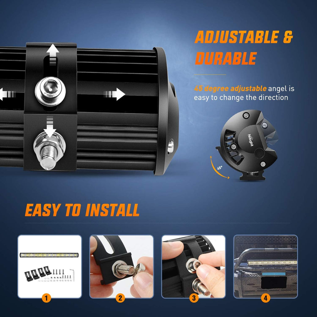 37Inch 780W Triple Row Flood Spot Combo Bar 78000LM Waterproof Led Work Light Pack of 2 R57202