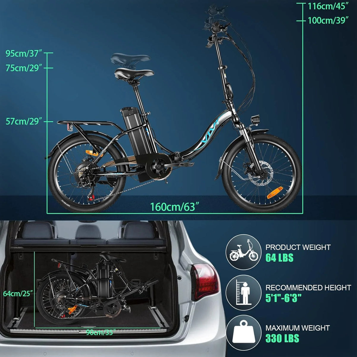 20 Folding Electric Cruiser Bike 500W Step-Through G62598