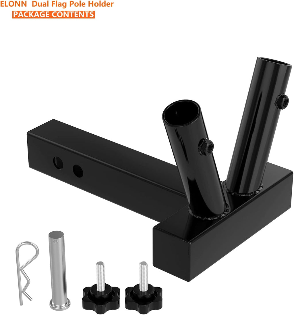 Dual Flag Pole Holder for SUV, RV, Pickup, Truck, Camper, Trailer E595