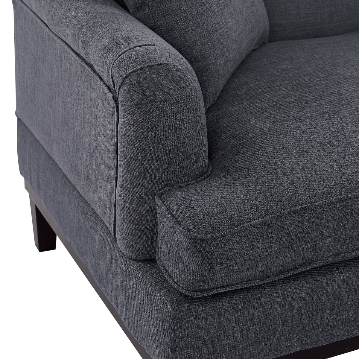 Gray Upholstered Loveseat Sofa with Wooden Legs and Two Throw Pillows I969