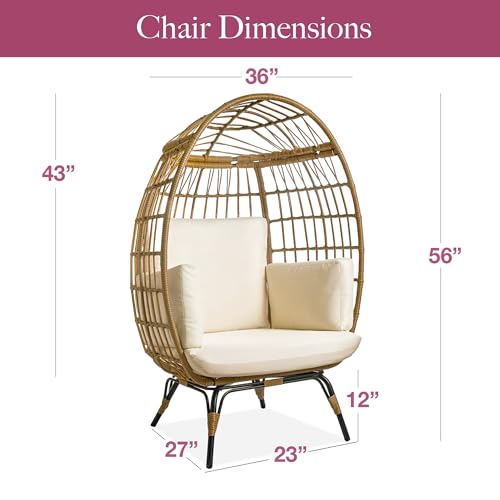 Ivory Wicker Egg Chair with Steel Frame M83687