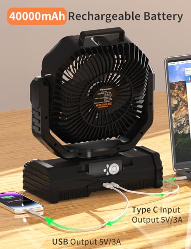 Battery Operated Portable Camping Tent Fan with LED Lantern Light A591040
