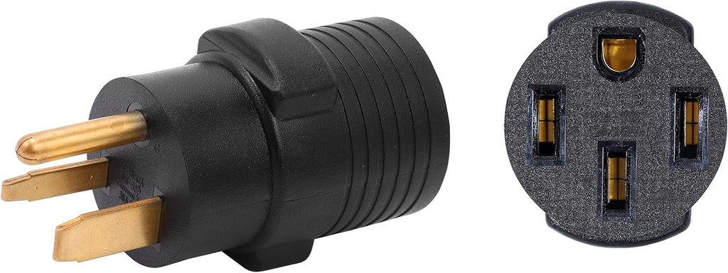 Compact 50 Amp 3 Prong Male Plug to 4 Prong Female Receptacle Power Cord Adapter Connector W4351