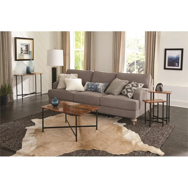 36" Acacia Wood and Acrylic Coffee Table W6129