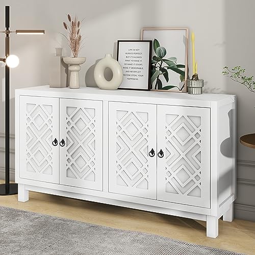 Black 4 Door Sideboard Storage Cabinet with Adjustable Shelves I72964