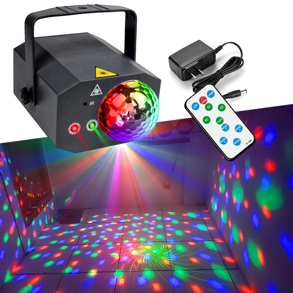 Sound Activated Black ABS Disco Ball Party Lights Y567