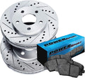 Silver Drilled Slotted Brake Rotors and Semi Metallic Brake Pads R71514