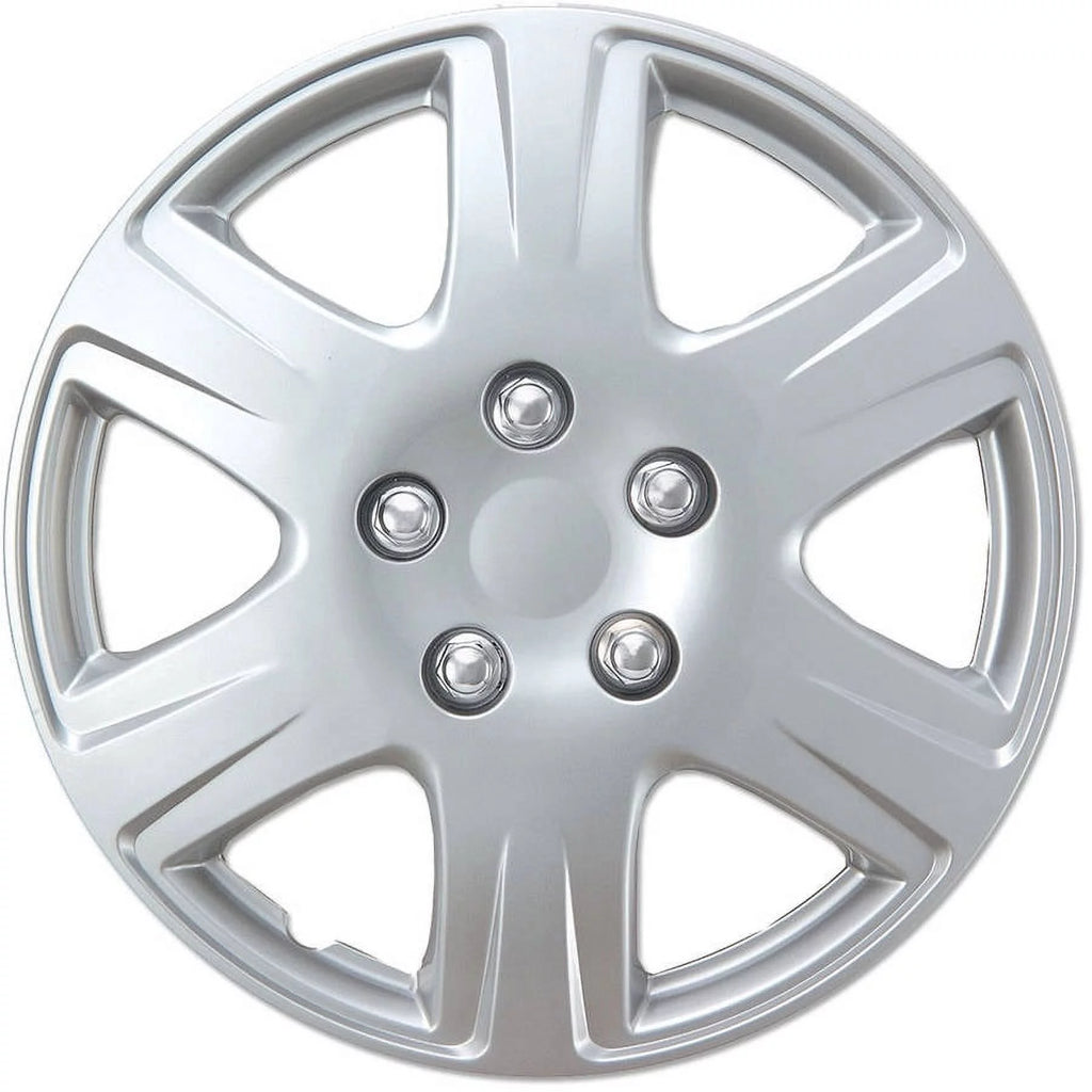 15 4 Pieces Silver ABS Plastic Hubcaps T48307