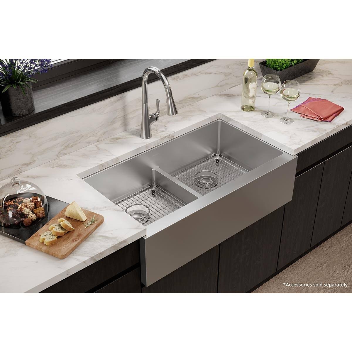 Farmhouse Double Basin Stainless Steel Kitchen Sink U164