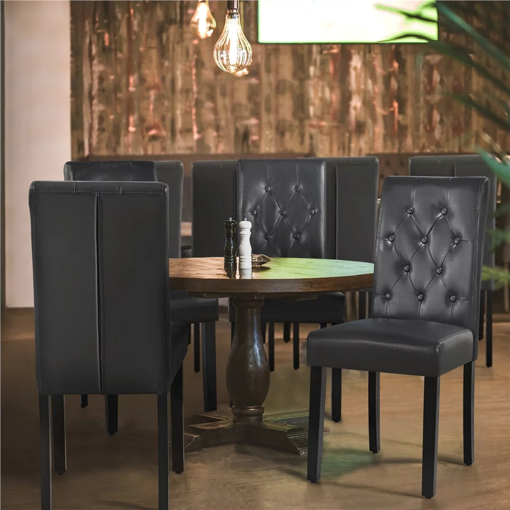 Faux Leather Dining Chairs with Wood Legs Set of 6 Gray U983