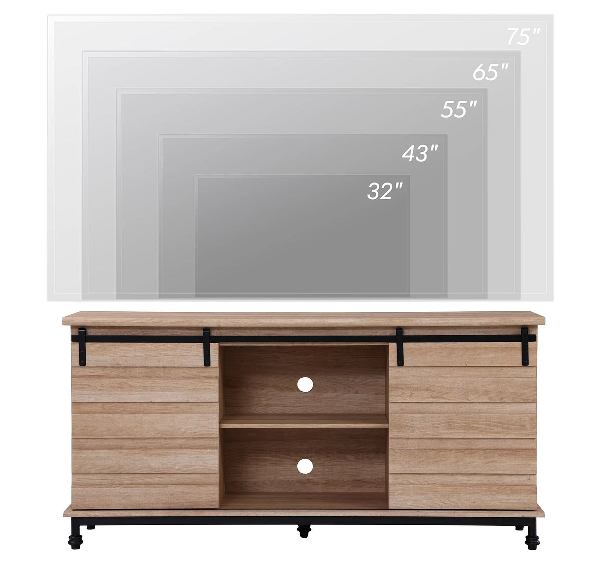 Light Brown TV Stand with Sliding Barn Door W52568