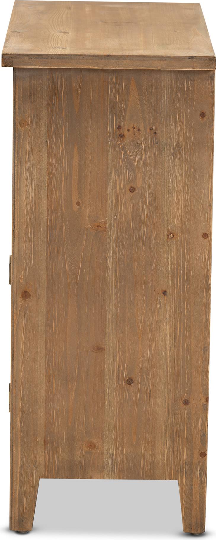Medium Oak Finished 2-Door 2-Drawer Wood Storage Cabinet P143120