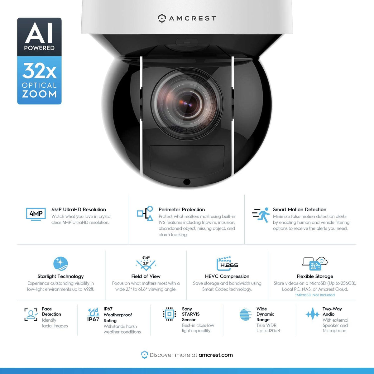 4MP Outdoor PTZ POE IP Camera 32x Optical Zoom F68664