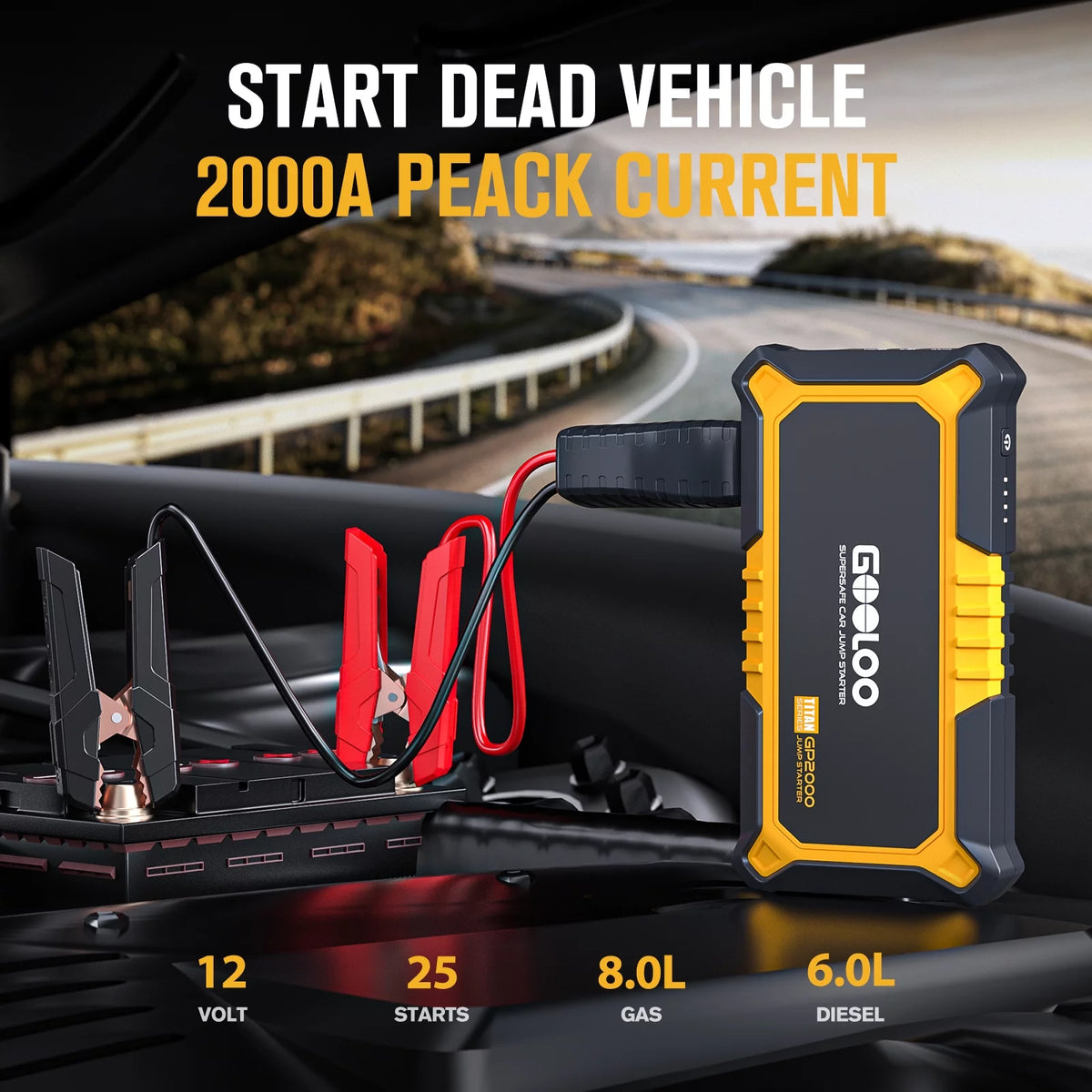 2000A Peak 12V Portable Lithium Jump Starter R42064