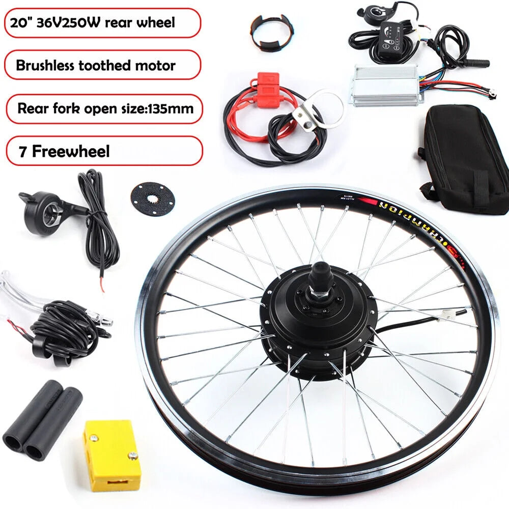 20'' 36V 250W E-Bike Rear Wheel Motor Conversion Kit E34636
