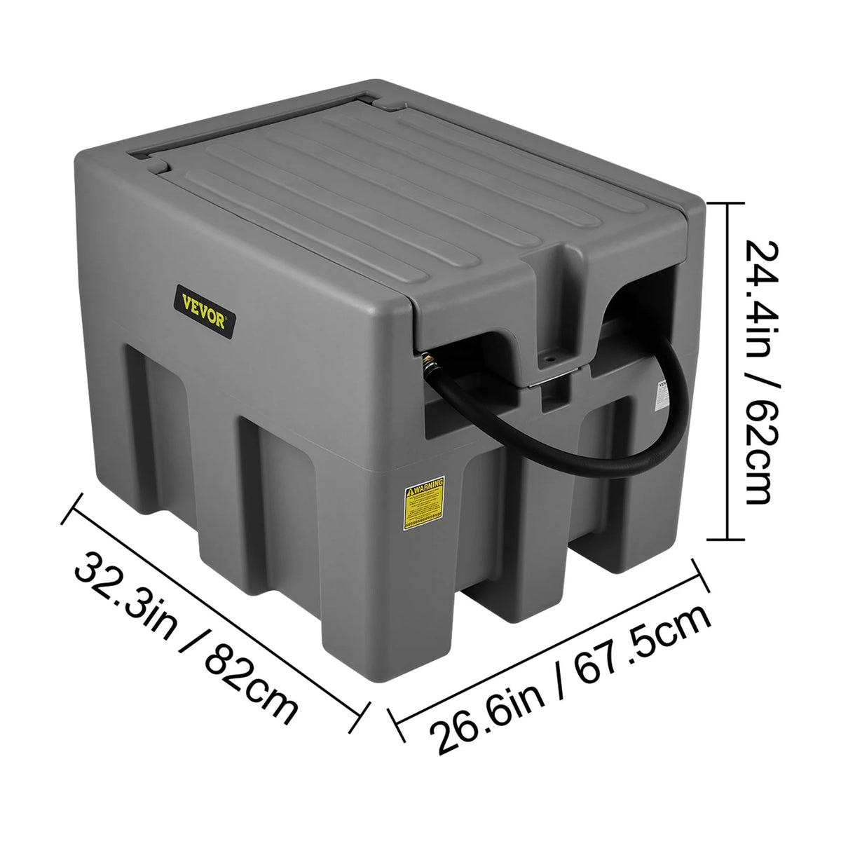58 Gallon 10 GPM Diesel Fuel Tank with 12V Electric Transfer Pump and 13.1ft Rubber Hose I684902