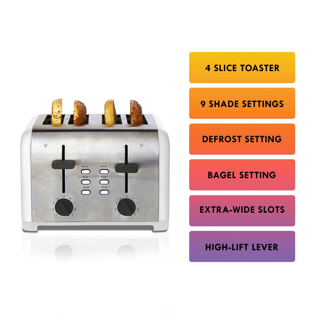 4-Slice Stainless Steel Toaster with Dual Controls T34465
