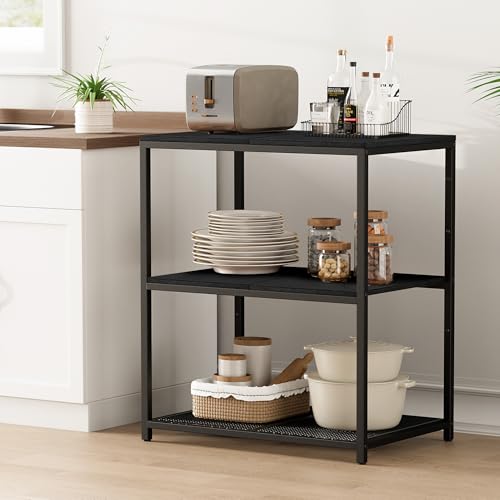 Black Kitchen Island with 3 Shelves K196