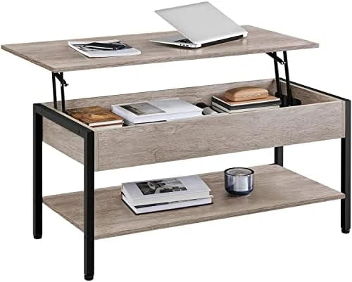 Industrial Lift Top Coffee Table 47.5x24x20 Inches Gray Q2429