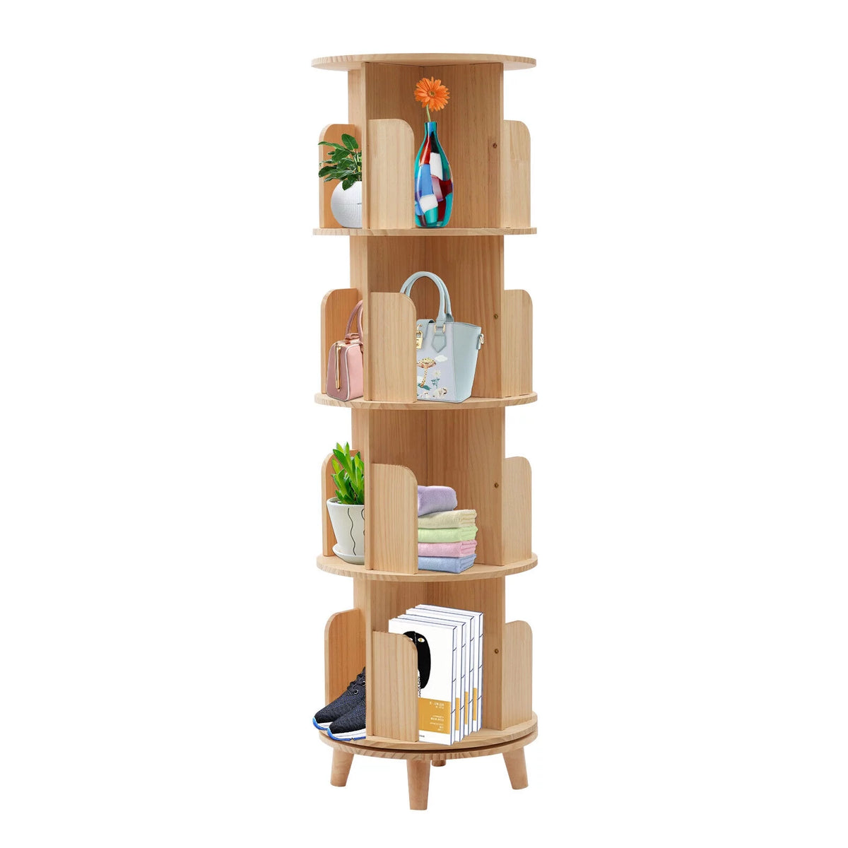 4-Tiers Rotating Bookshelf Y4429