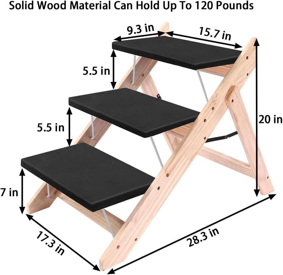 Wood Folding Pet Stairs and Ramp Wide Steps Pack of 2 G8219