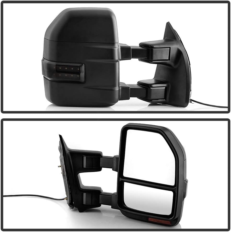 Telescoping Manual Towing Mirrors with LED Signal Pair for Ford F250 F350 F450 F550 Superduty D2910