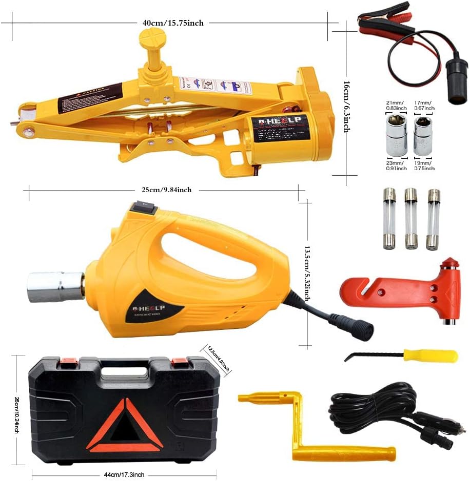 Electric Car Jack 3 Ton 12V Scissor Jack, Portable Car Lift, Pack of 2 L729063