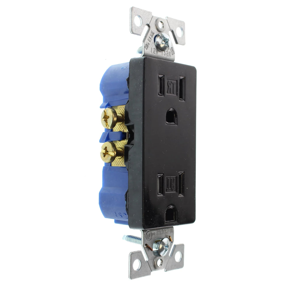 Duplex Decorator Receptacle Outlet, 15-Amp, 120-Volt, Black, 16-Pack V51125