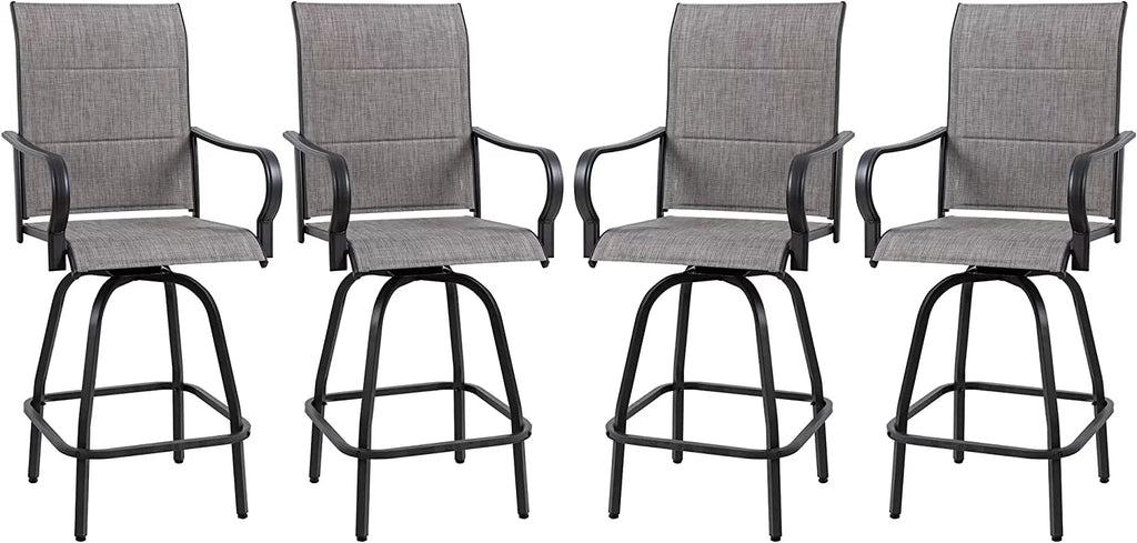4 Pieces Gray Sling Outdoor Swivel Bar Stools V421262