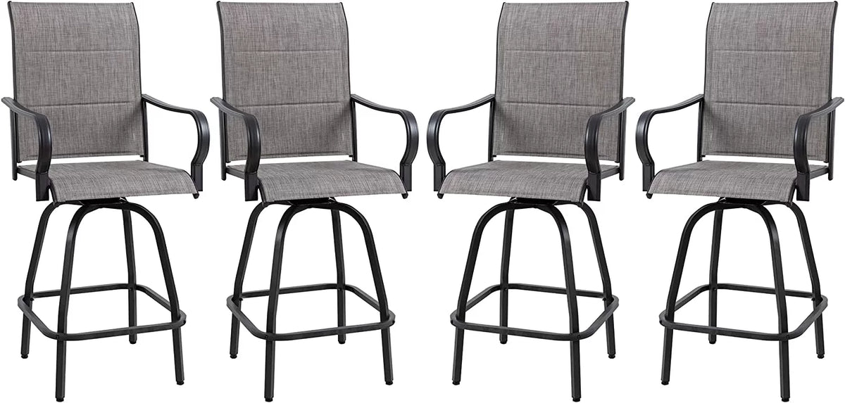 4 Pieces Gray Sling Outdoor Swivel Bar Stools V421262