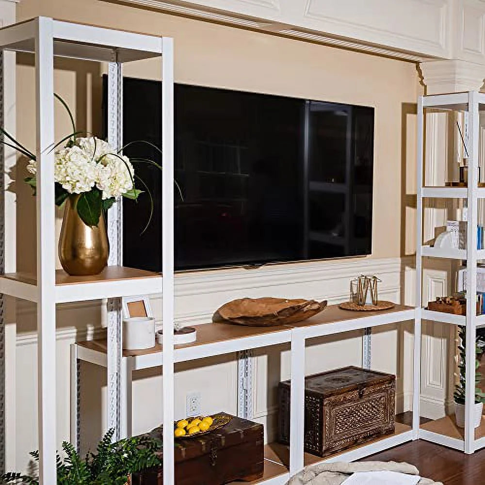 2 Shelf Adjustable Metal Shelving and Storage Bookcase White Y18562