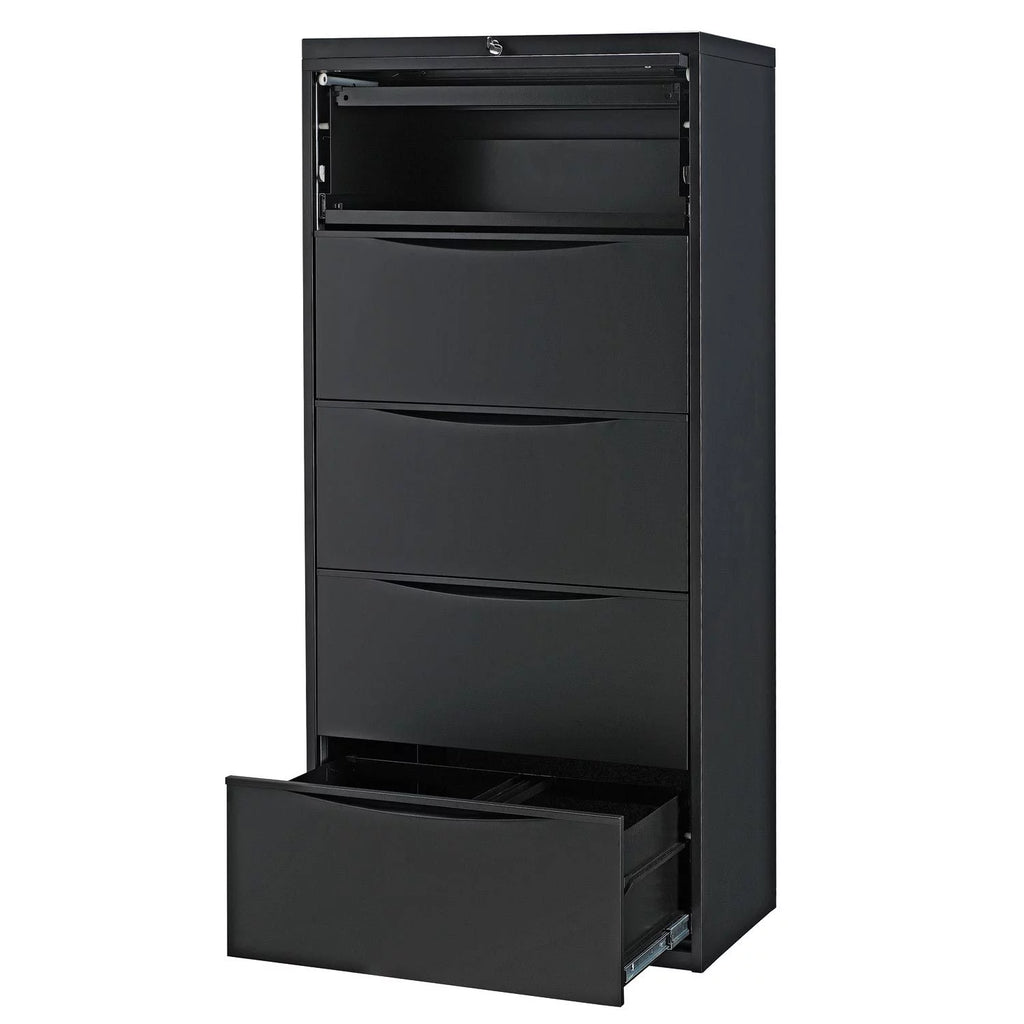 Black 5 Drawer Lateral File Cabinet U740