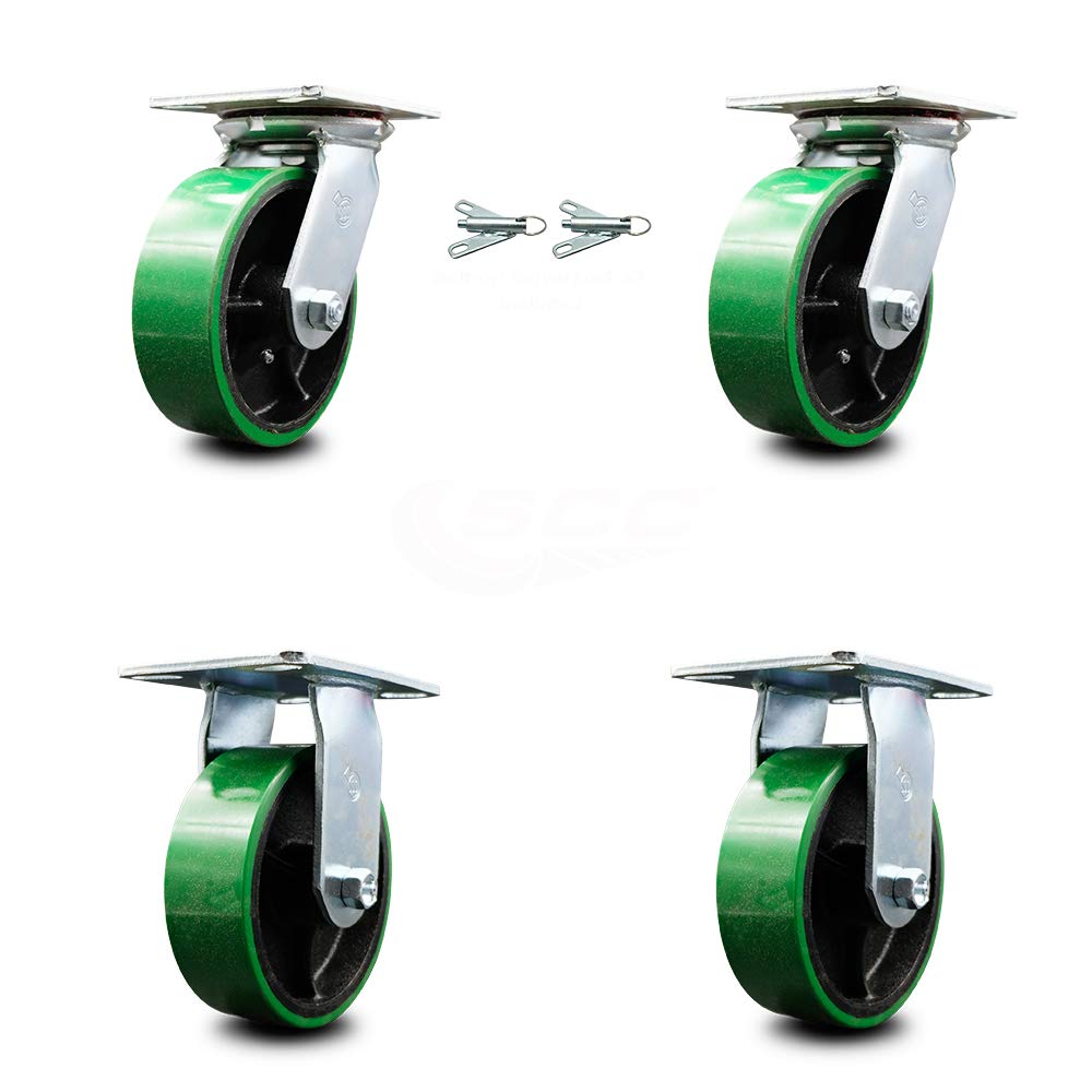 Pack of 2 Swivel Caster with 8 x 2 Green Wheel T13777