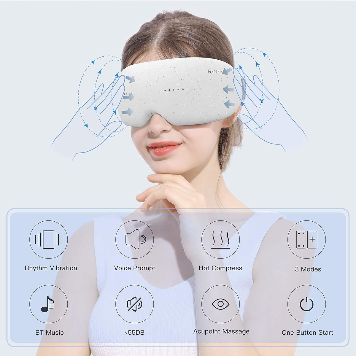 Eye Massager with Heat, Vibration, Vision Window, 3 Modes, Bluetooth Music, USB Rechargeable Q2679