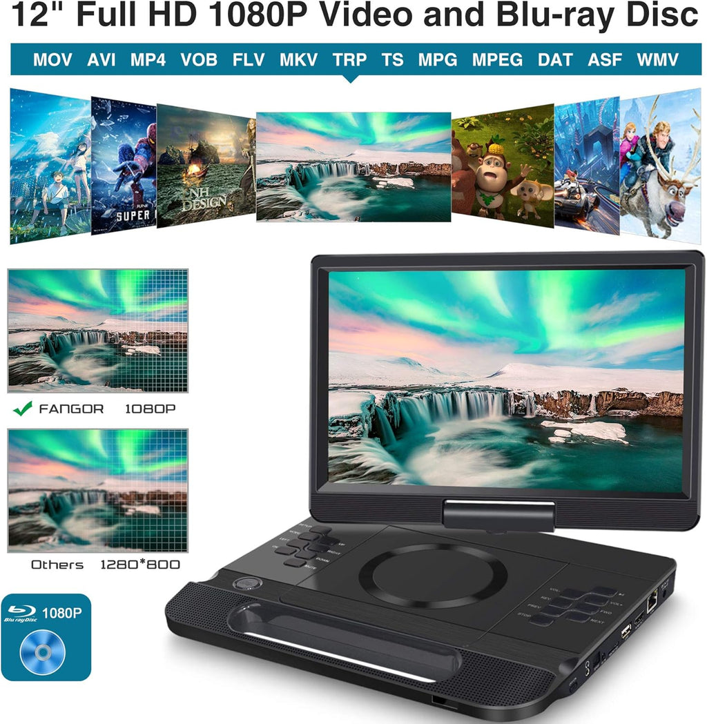 13.3 Inch Portable Bluray Player with 12 HD Swivel Screen K2192